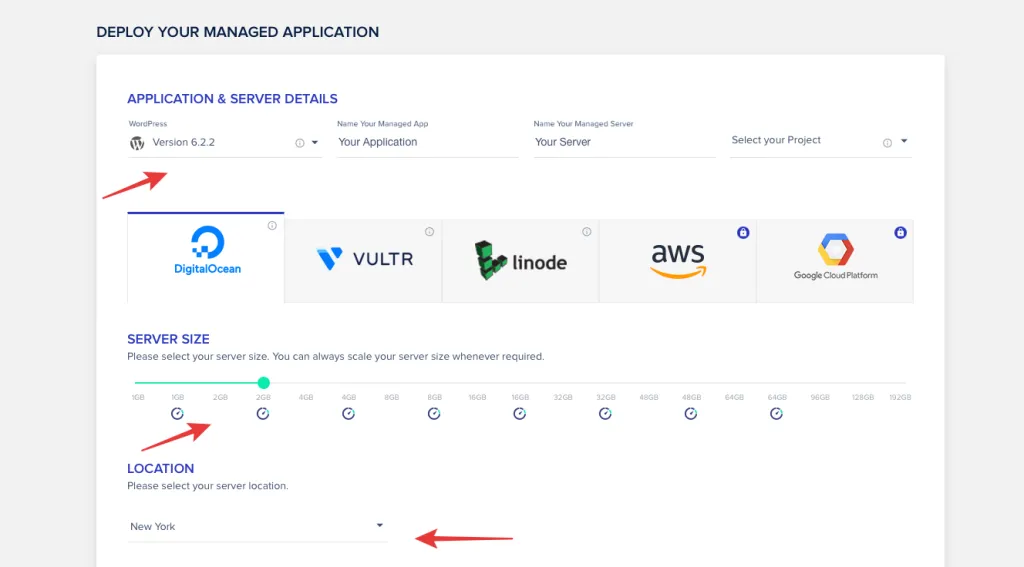 클라우드웨이즈 서버만들기, 활용하려는 어플 종류와, 서버 종류, 위치, 용량등 세부 설정을 합니다.