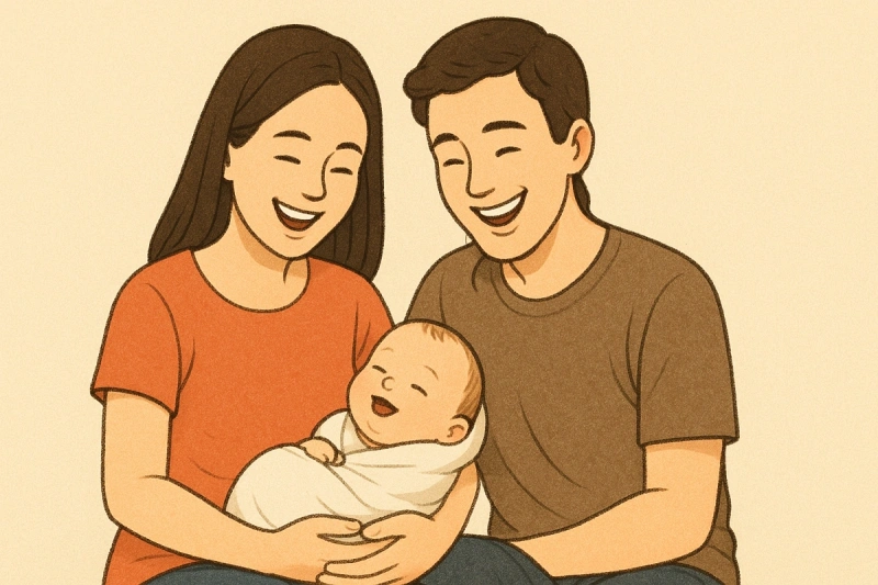 민생회복 소비쿠폰 대상자 신생아를 보고 좋아하는 부모